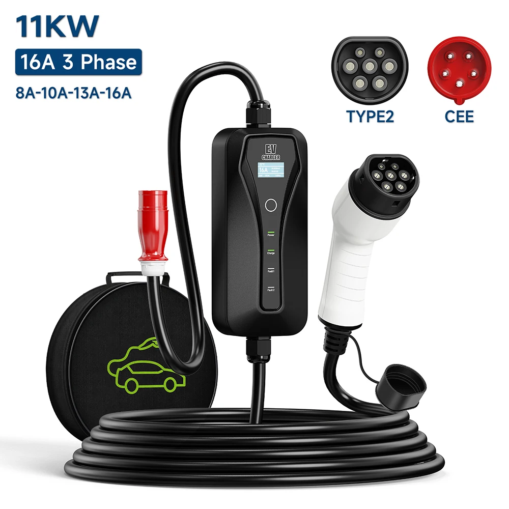 Chargeur EV 11KW 16A Type 2, b - Type 2 Portable Ev Charger 11Kw Cee avis et prix
